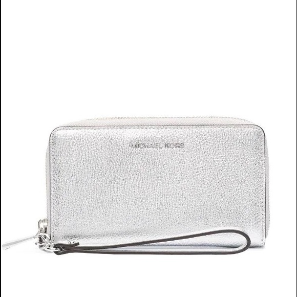 Michael Kors Handbags - Michael Kors silver wristlet wallet